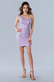 Cocktail Dresses Short Sequin Homecoming Cocktail  Fitted Dress Lilac