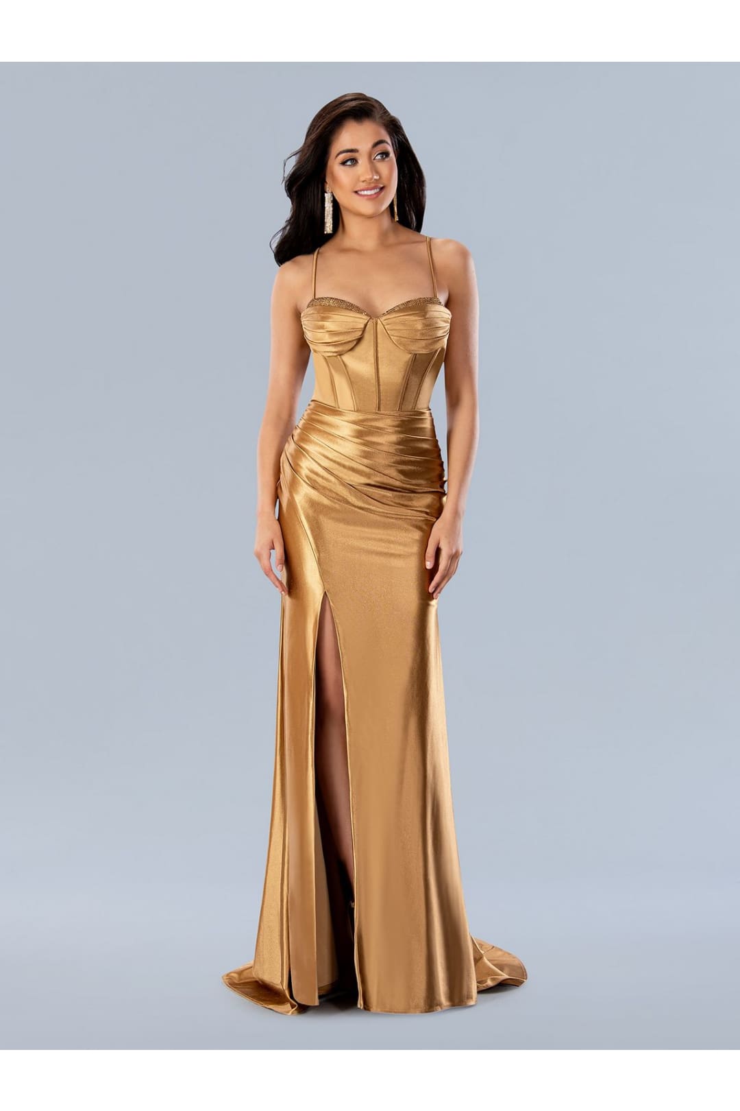 Prom Dresses Prom Pleated Long Formal Dress Gold