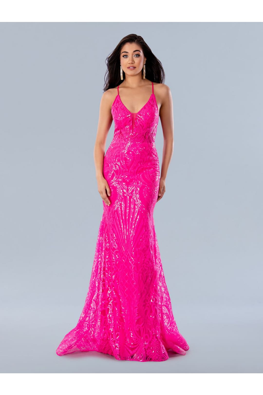 Prom Dresses Sequin Formal Long Prom Dress Fuchsia
