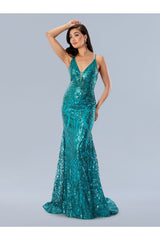 Prom Dresses Sequin Formal Long Prom Dress Green