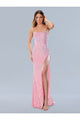 Prom Dresses Sequin Formal Fringe Long Prom Dress Pink