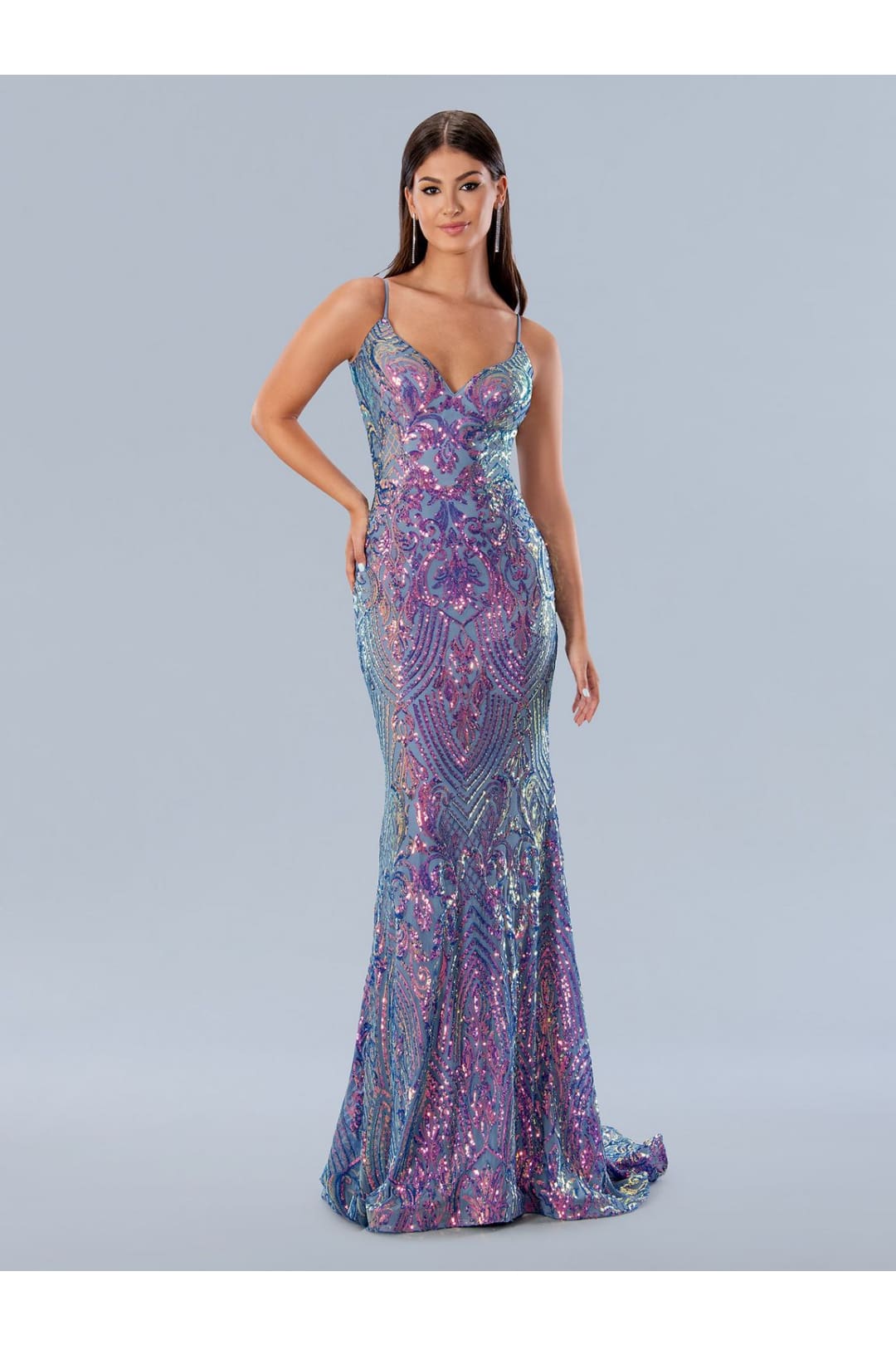 Prom Dresses Fitted Prom Long Sequin Formal Dress Purple