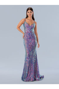 Prom Dresses Fitted Prom Long Sequin Formal Dress Purple