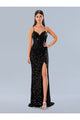 Prom Dresses Sequin Formal Long Mirror Beaded Prom Dress Black
