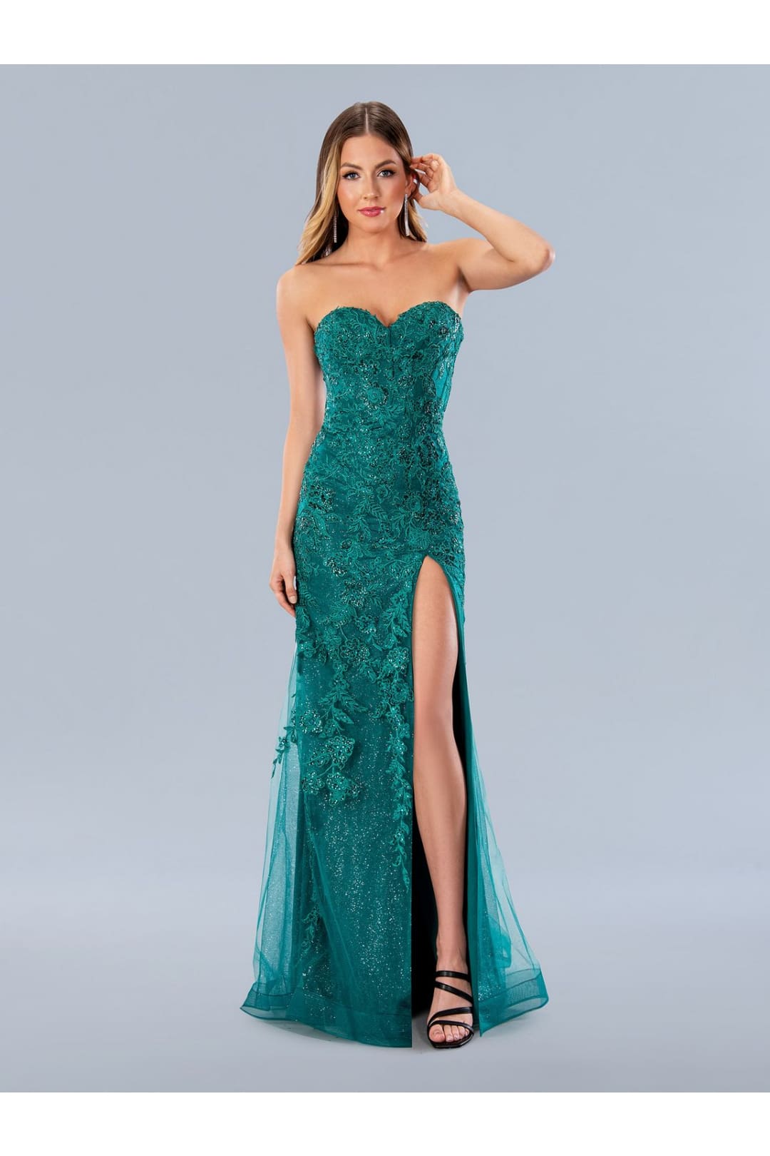 Prom Dresses Long Formal Beaded Prom Glitter Dress Emerald Green