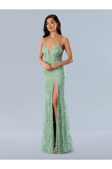 Prom Dresses Long Formal Beaded Prom Applique Dress Green