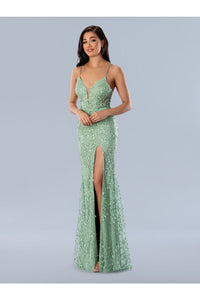 Prom Dresses Long Formal Beaded Prom Applique Dress Green