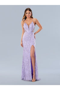Prom Dresses Long Formal Beaded Prom Applique Dress Lilac