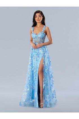 Stella Couture 24187 Long Formal Floral Sequin Prom Dress