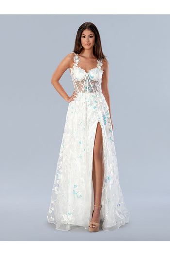 Prom Dresses Long Formal Floral Sequin Prom Dress Off White