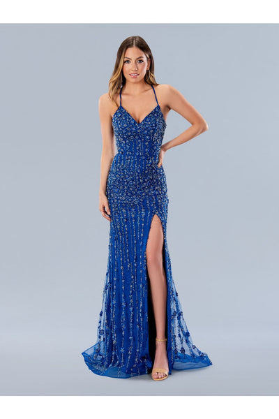 Prom Dresses Formal Long Prom Floral Sequin Dress Royal