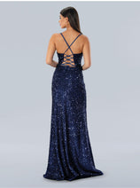 Stella Couture 24194 Long Formal Feather Prom Sequin Dress