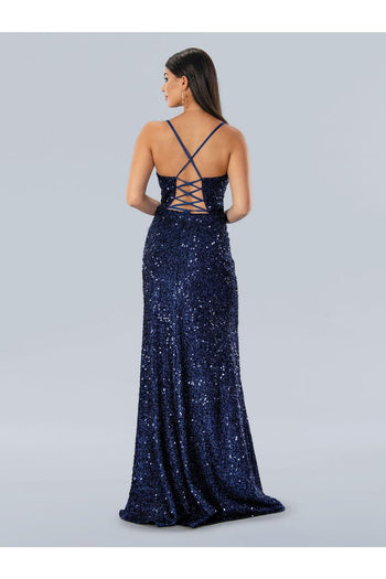 Stella Couture 24194 Long Formal Feather Prom Sequin Dress - Prom Dresses