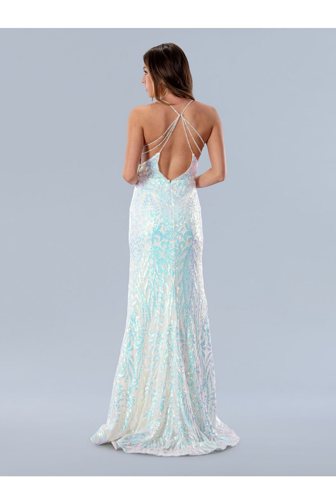 Stella Couture 24195 Long Formal Iridescent Sequin Prom Dress - Prom Dresses
