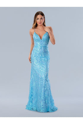 Stella Couture 24195 Long Formal Iridescent Sequin Prom Dress