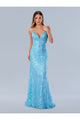 Prom Dresses Long Formal Iridescent Sequin Prom Dress Blue