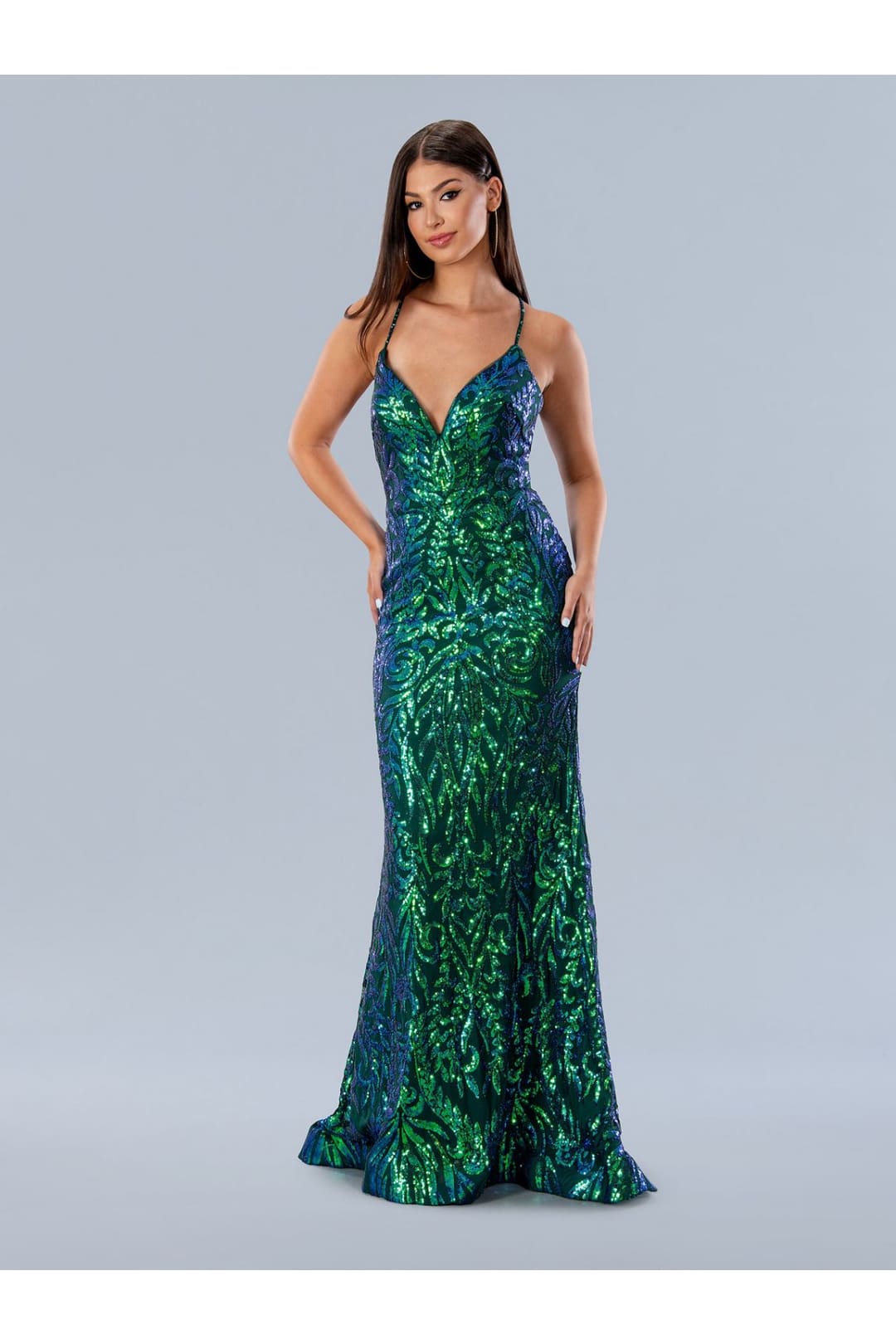 Prom Dresses Long Formal Iridescent Sequin Prom Dress Green