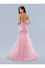 Prom Dresses Long Formal Applique Prom Dress Pink