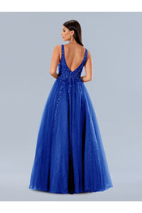 Prom Dresses Glitter Formal Long Applique Prom Dress Royal