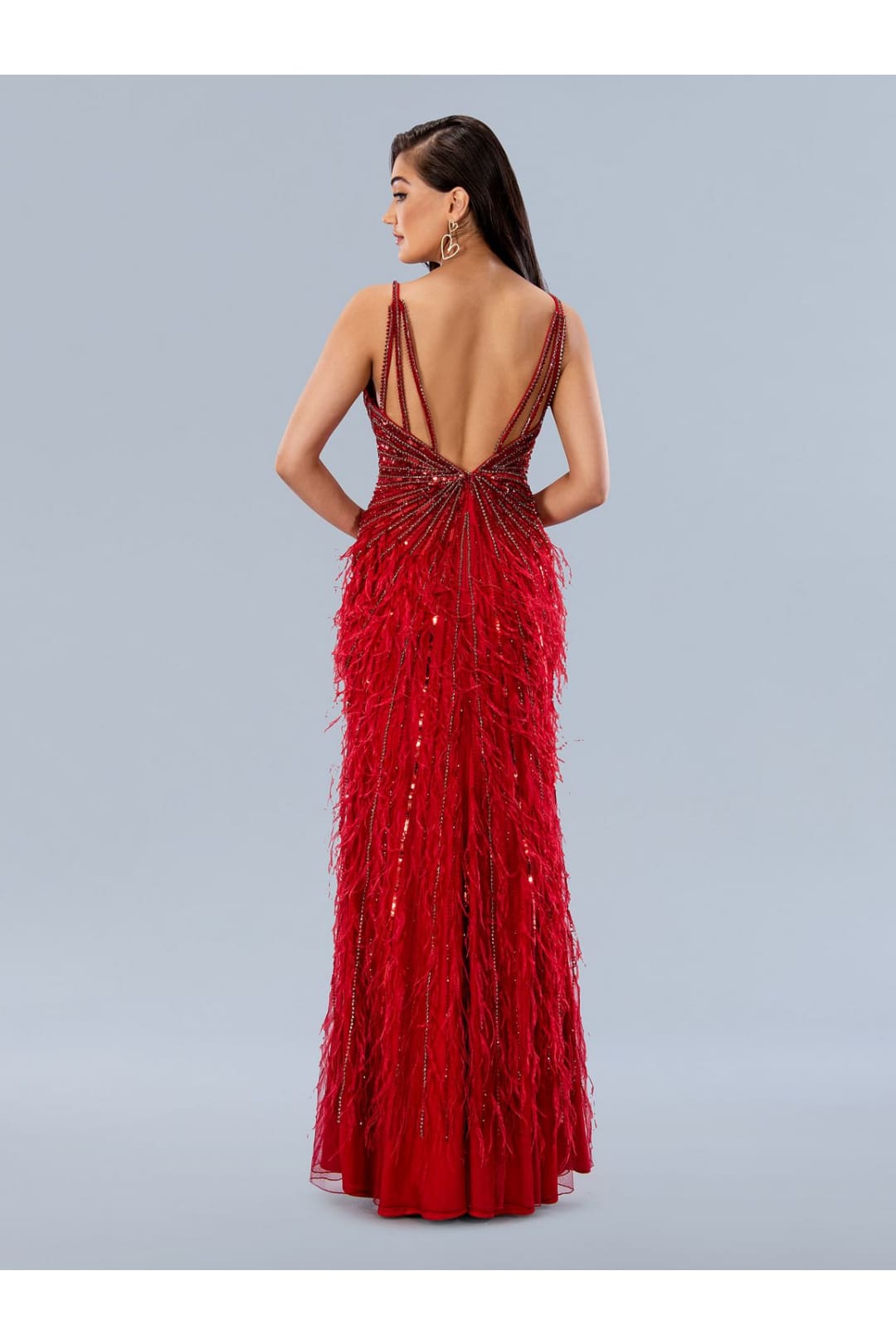 Stella Couture 24206 Sequin Long Formal Feather Prom Dress - Prom Dresses