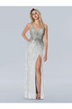 Prom Dresses Sequin Long Formal Feather Prom Dress Off White