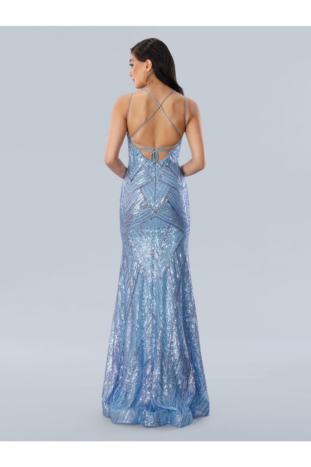 Stella Couture 24211 Geometric Sequin Long Formal Prom Dress - Prom Dresses