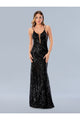 Prom Dresses Geometric Sequin Long Formal Prom Dress Black