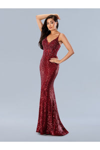 Prom Dresses Beaded Long Formal Sequin Prom Dress Wine