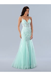 Prom Dresses Long Formal Prom Glitter Dress Aqua