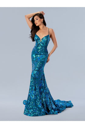 Stella Couture 24239 Floral Sequin Prom Long Formal Dress