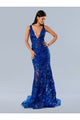 Prom Dresses Floral Applique Prom Sequin Long Formal Dress Royal