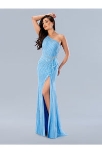 Prom Dresses Glitter Prom Long Formal Ruffle Dress Blue