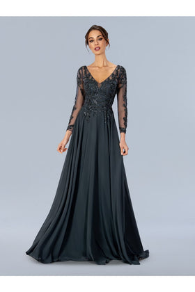 Clearance Charcoal Size 20 Formal Long Sleeve Mother of the Bride Dress By Stella Couture 24308