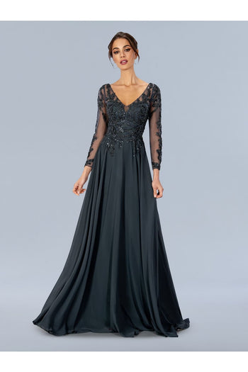 Mother of the Bride Dresses Formal Long Sleeve Mother of the Bride Dress Charcoal