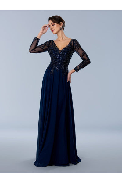 Mother of the Bride Dresses Formal Long Sleeve Mother of the Bride Dress Navy