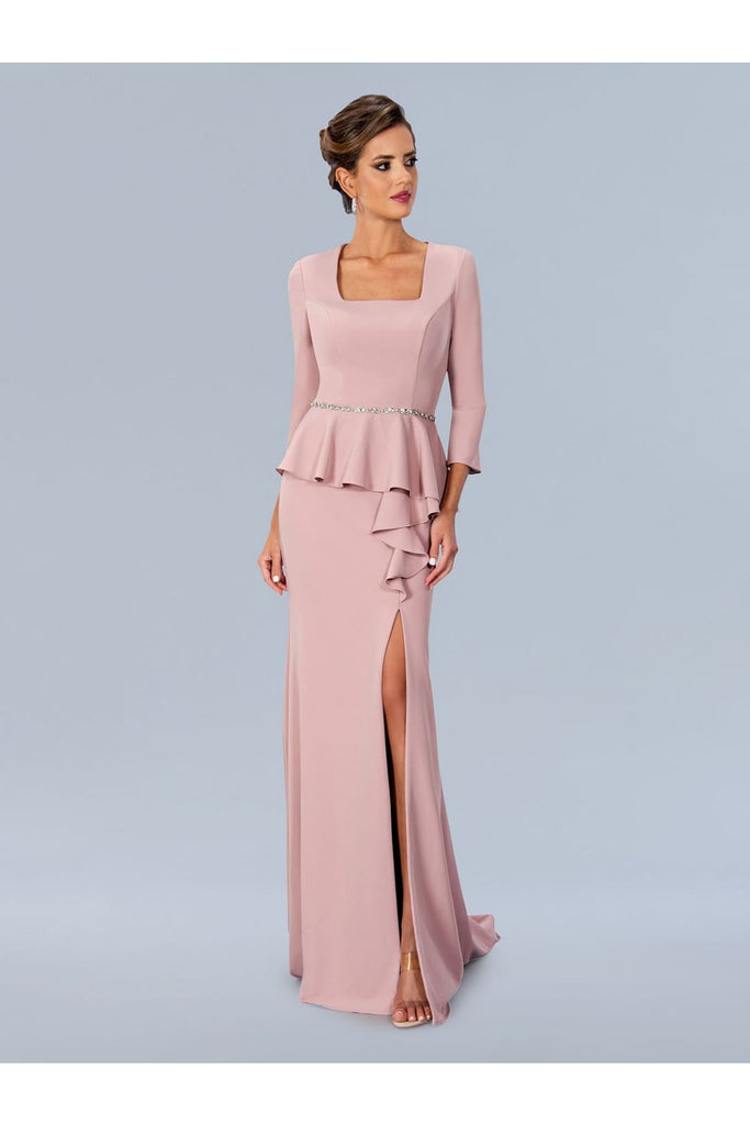 Mother of the Bride Dresses Long Formal Peplum Mother of the Bride Dress Rose