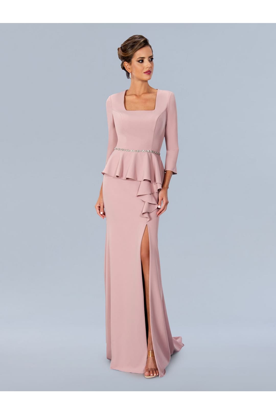 Mother of the Bride Dresses Long Formal Peplum Mother of the Bride Dress Rose