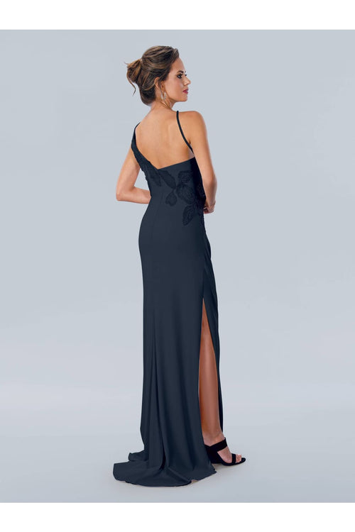 Formal Dresses Long Formal 3D Flower Prom Dress Navy