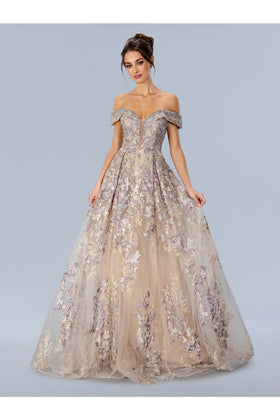 Stella Couture 24327 Long Formal Floral Prom Dress