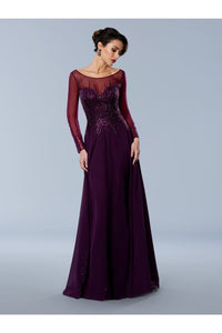 Formal Dresses Long Sleeve Formal Evening Dress Wine