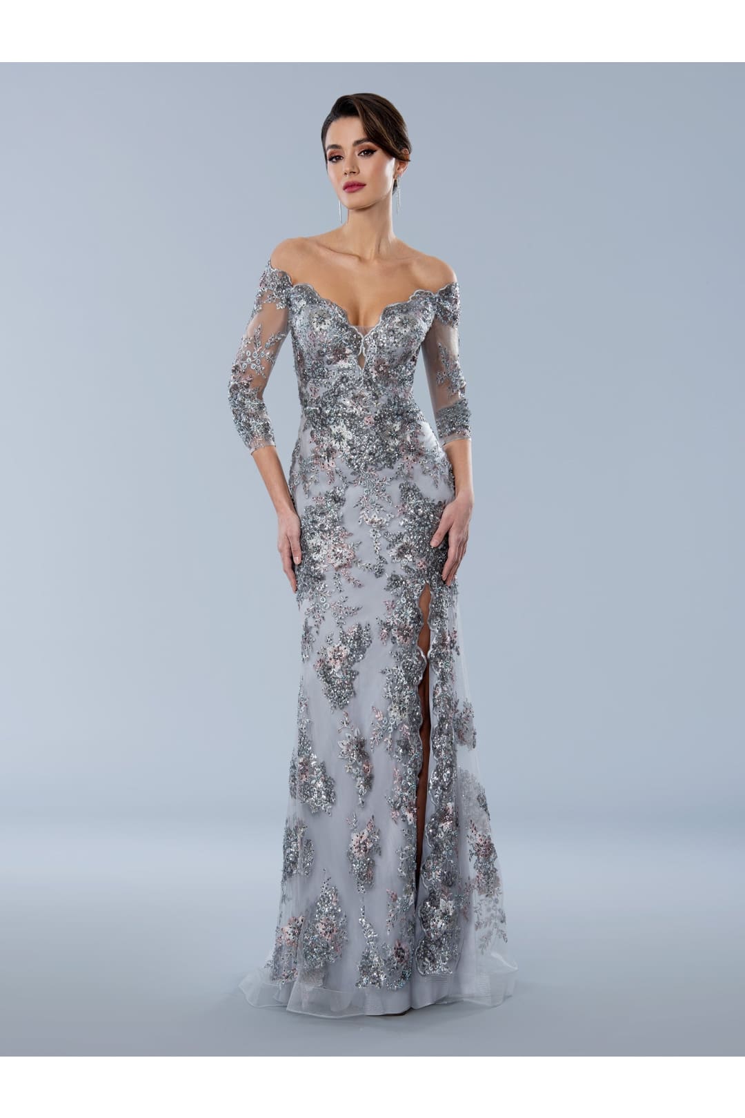 green emerald velvet dress Bead-Trimmed Long Prom Dress: Stella Couture 26166 Red / 0