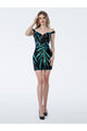 Cocktail Dresses Short Sequin Homecoming Fitted Dress Teal
