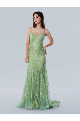 Stella Couture 25105 Long Formal Glitter Corset Prom Dress