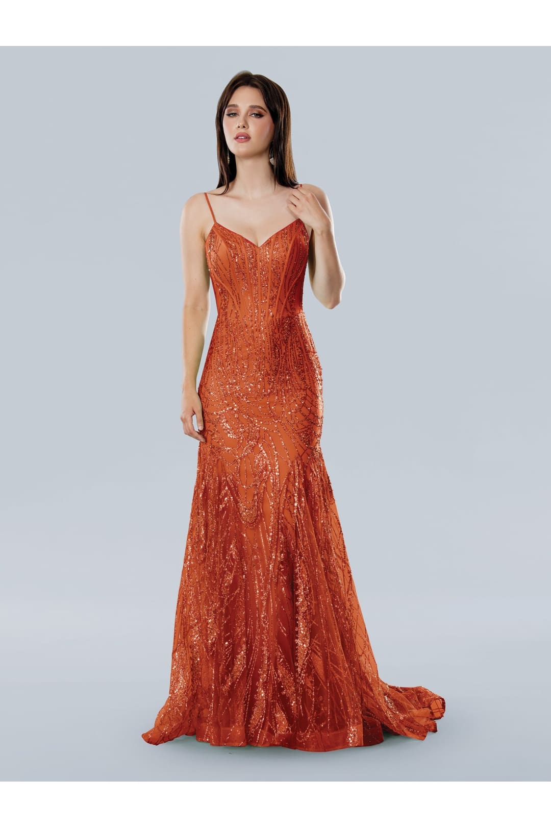 Prom Dresses Long Formal Glitter Corset Prom Dress Orange