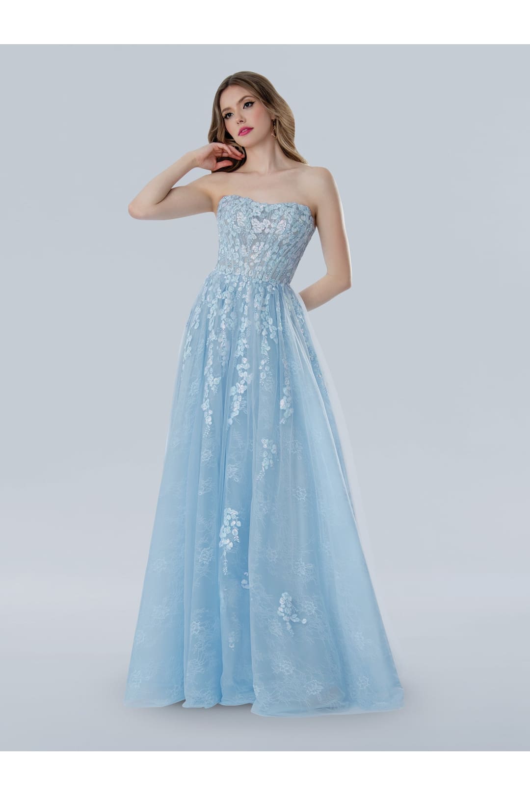 Prom Dresses Prom Long A Line Floral Lace Formal Dress Blue