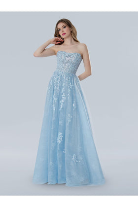 Stella Couture 25108 Prom Long A Line Floral Lace Formal Dress