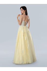 Prom Dresses Prom Long A Line Floral Lace Formal Dress Yellow