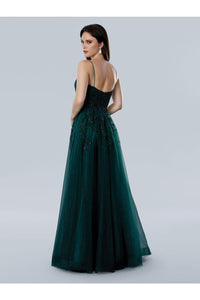 Prom Dresses A Line Long Formal Glitter Lace Prom Dress Emerald Green
