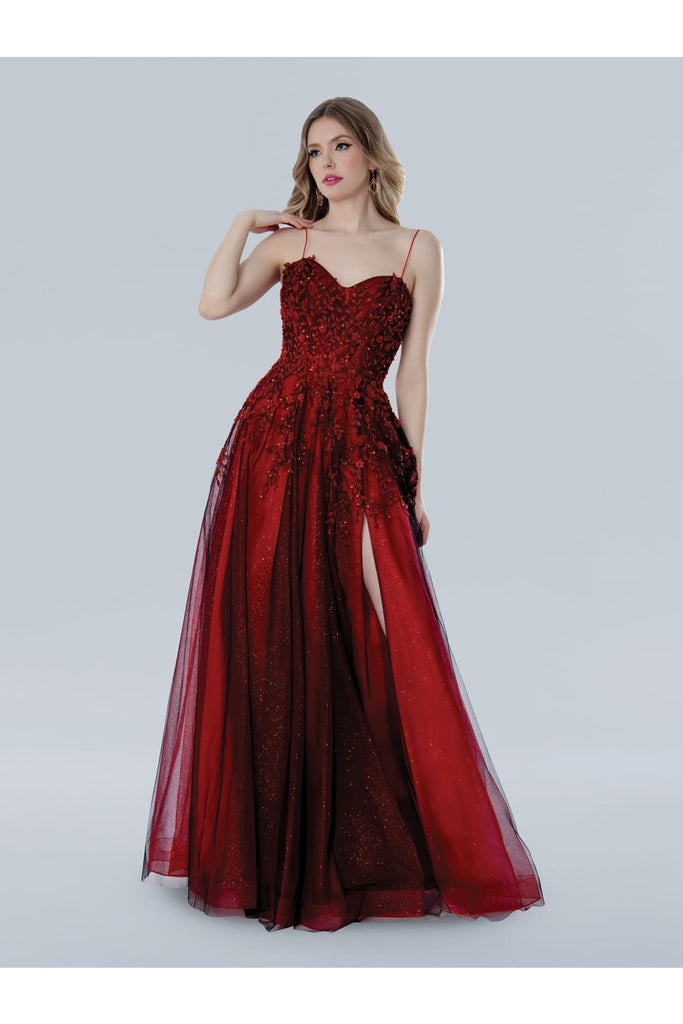 Prom Dresses A Line Long Formal Glitter Lace Prom Dress Red