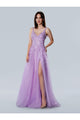 Prom Dresses A Line Glitter Long Formal Lace Prom Dress Lilac